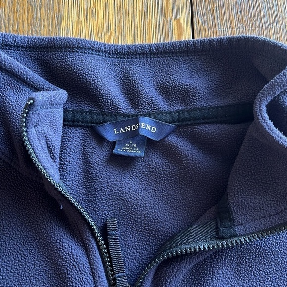 Lands End Micro Fleece Pullover 3/4 Zipper Size Lg 14-16 Navy Blue Long Sleeve - Picture 4 of 12